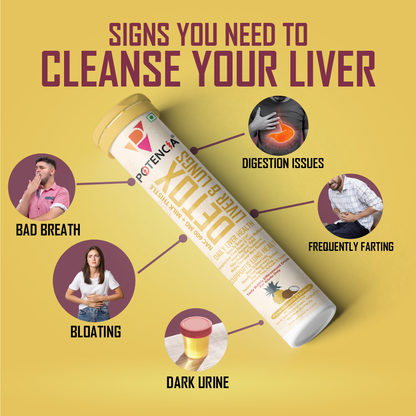Potencia Liver & Lung Detox Effervescent Tablets | Pinacolada | 10-in-1 Herbal Cleanse with Milk Thistle, NAC, Ginseng, Turmeric & Astaxanthin | Supports Liver Health, Lung Detox & Immunity | 15 Tabs/Bottle