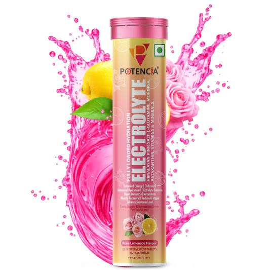 Potencia Electrolyte Hydration Effervescent Tablets  | With Glutamine, Moringa, Astaxanthin, Biotin & Himalayan Pink Salt | 15 Tabs/Bottle