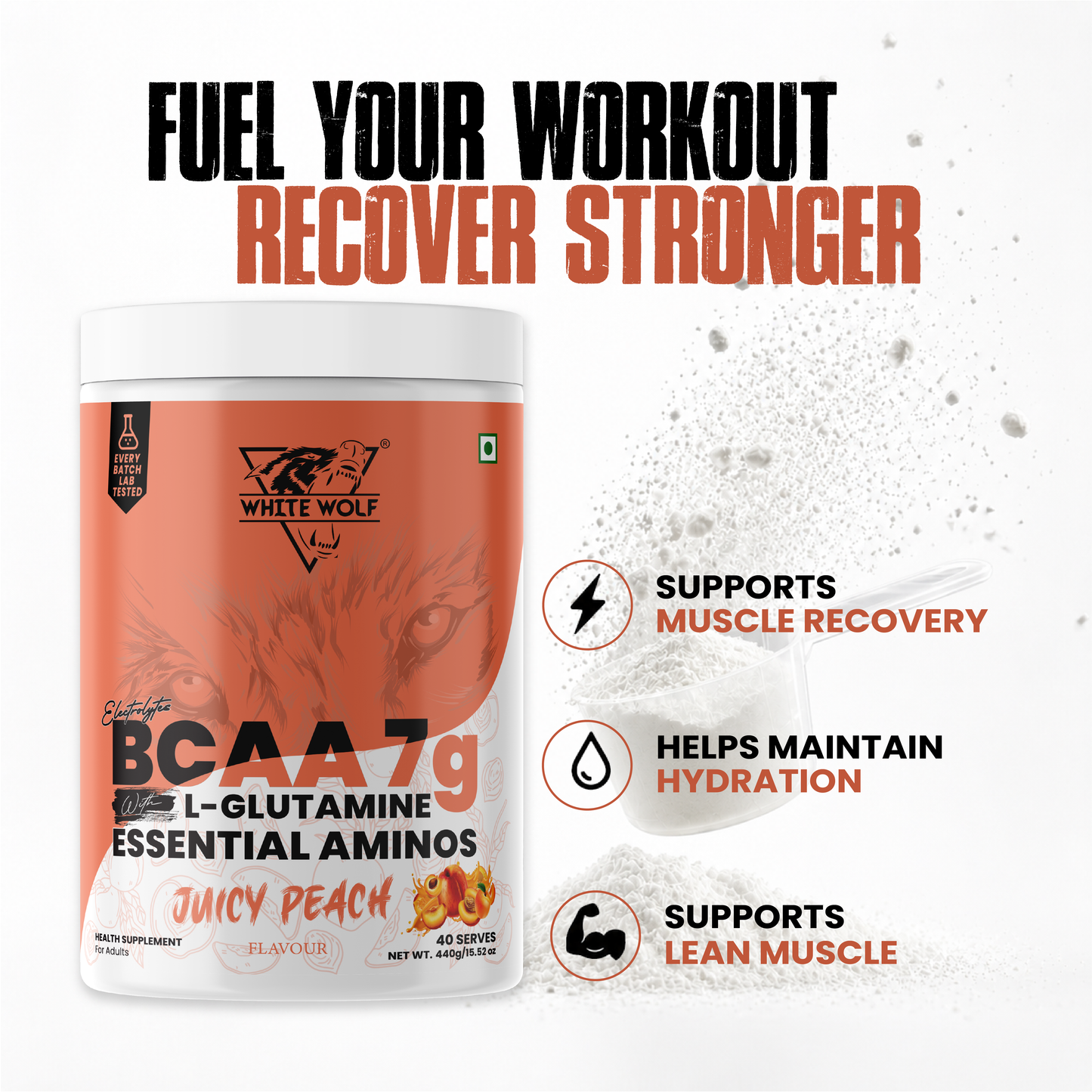 White Wolf BCAA 7 g with L-Glutamine (1 g) & Electrolytes