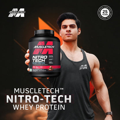 MuscleTech Nitro-Tech Whey Protein – Milk Chocolate, 1.72 kg (3.8 lb) | 30g Protein + 3g Creatine
