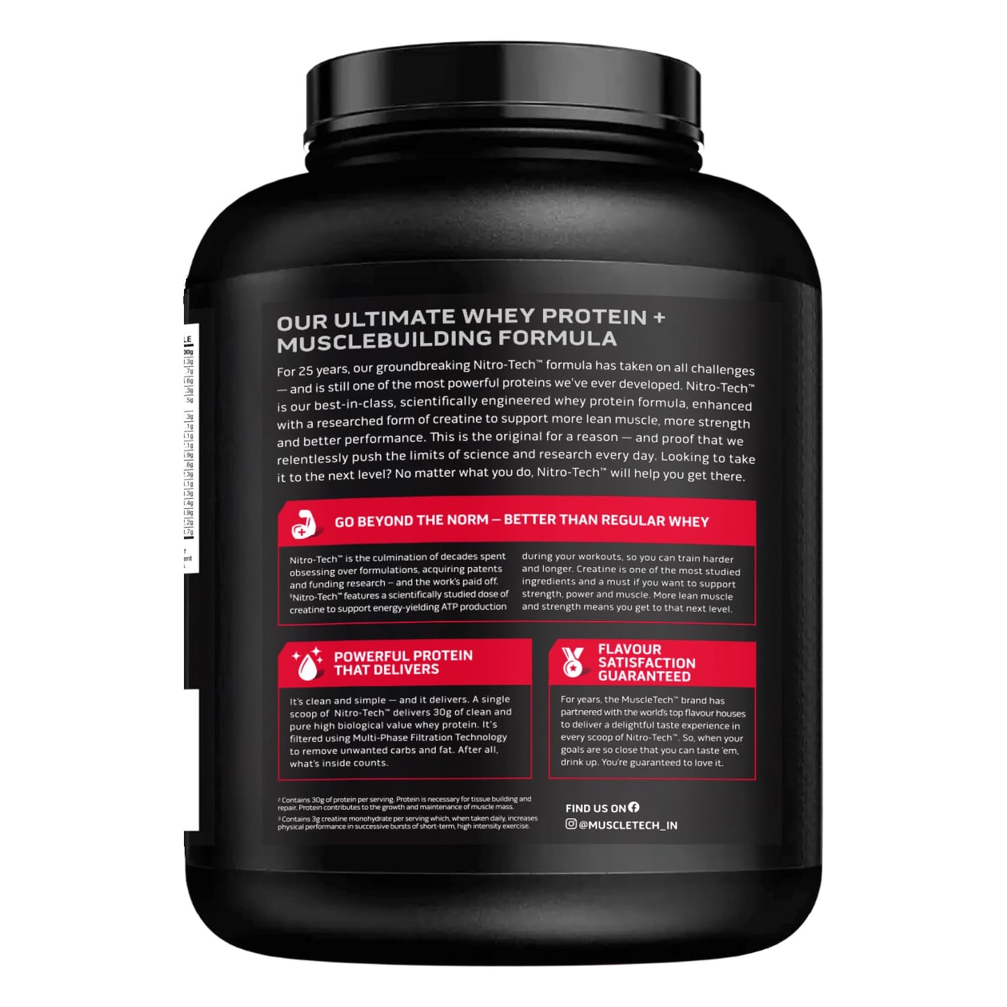 MuscleTech Nitro-Tech Whey Protein – Milk Chocolate, 1.72 kg (3.8 lb) | 30g Protein + 3g Creatine