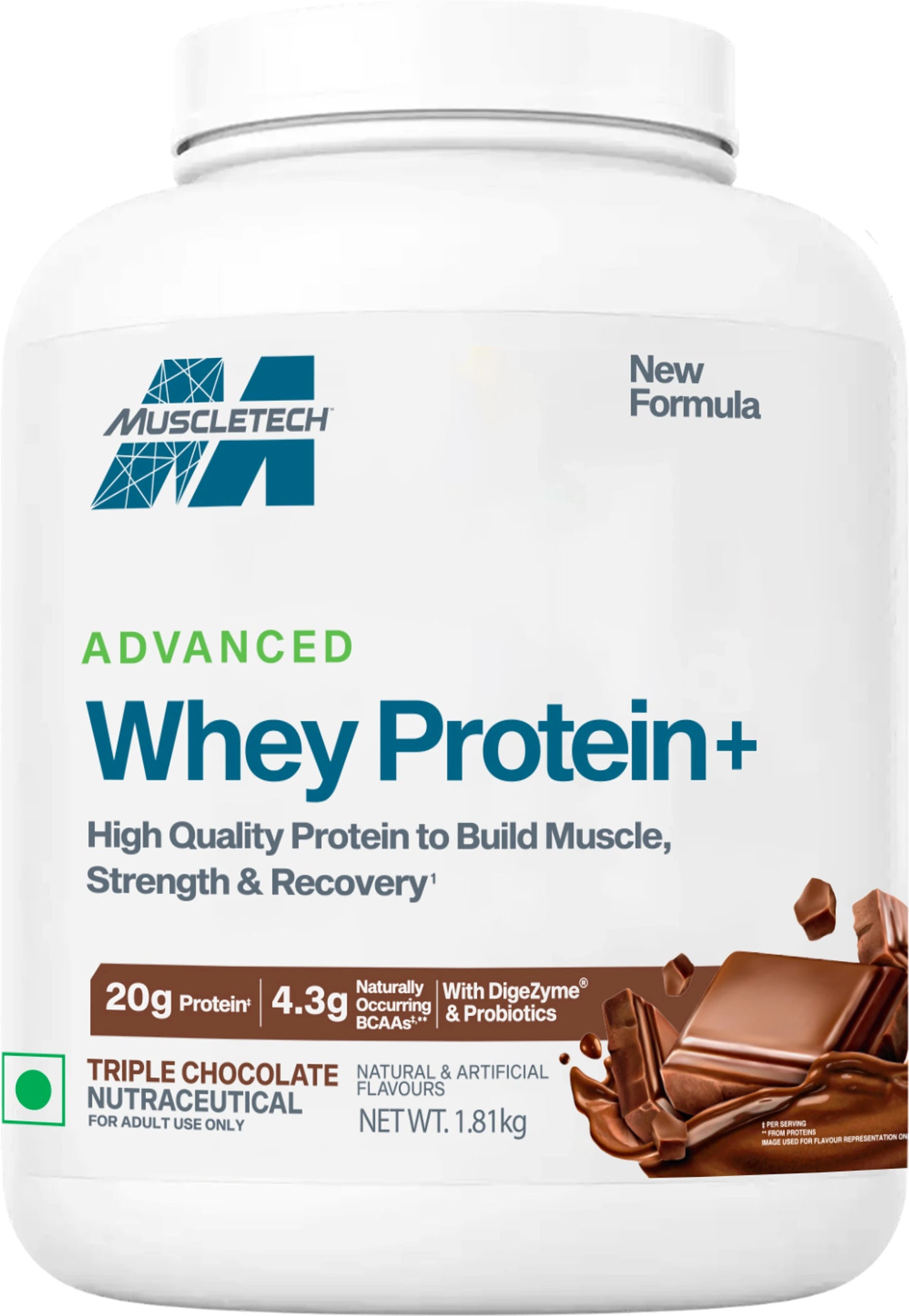 MuscleTech Advanced Whey Protein+ – Triple Chocolate, 1.81kg