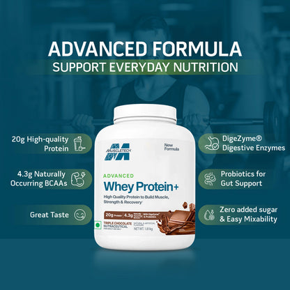 MuscleTech Advanced Whey Protein+ – Triple Chocolate, 1.81kg