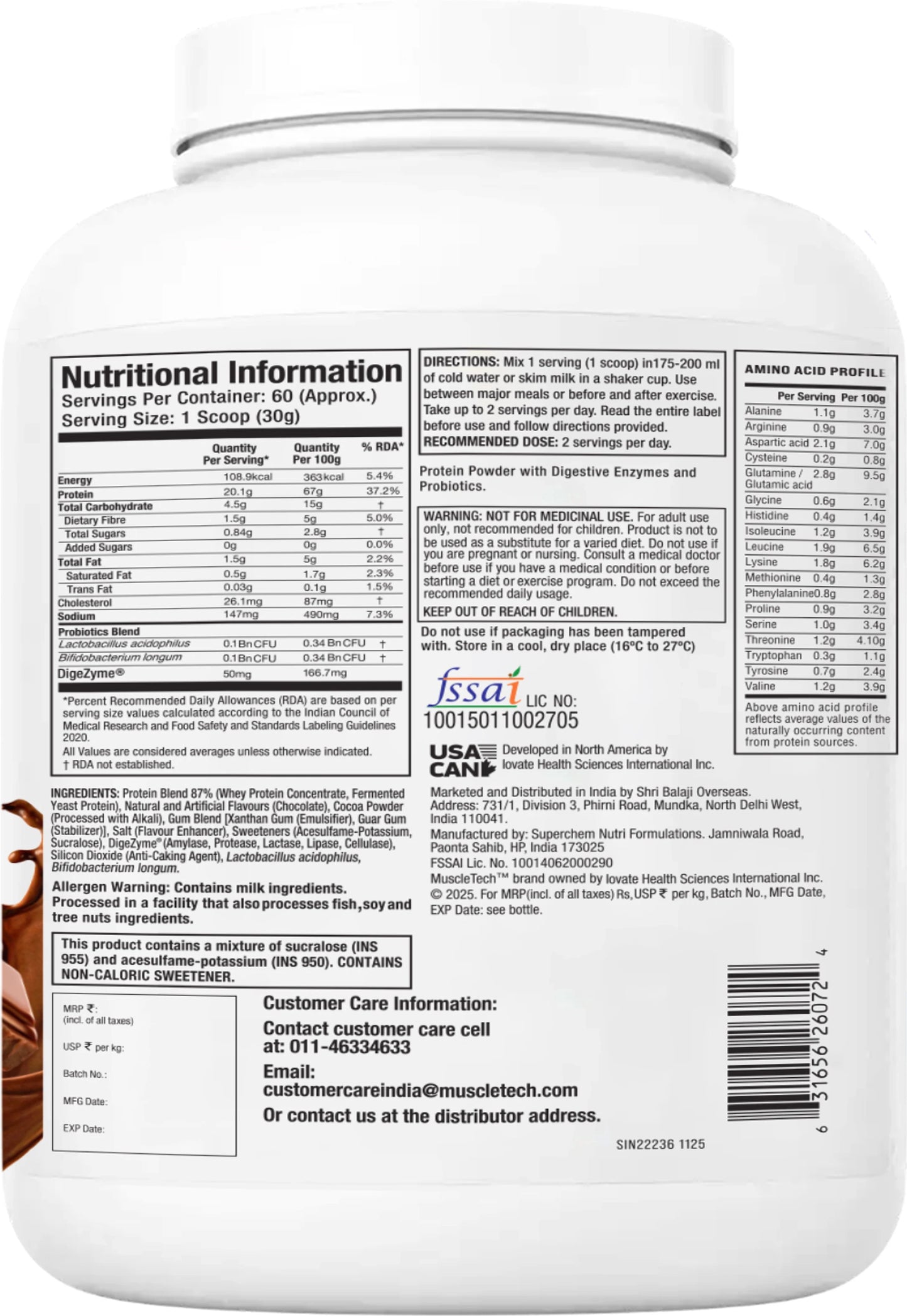MuscleTech Advanced Whey Protein+ – Triple Chocolate, 1.81kg