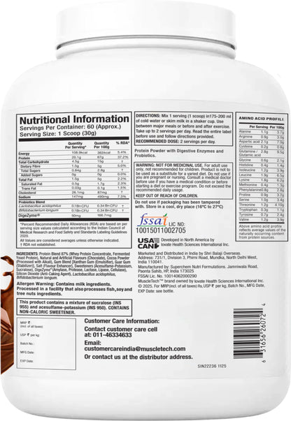 MuscleTech Advanced Whey Protein+ – Triple Chocolate, 1.81kg