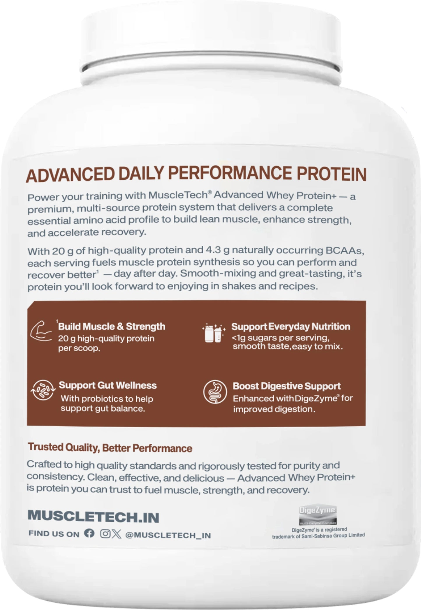 MuscleTech Advanced Whey Protein+ – Triple Chocolate, 1.81kg