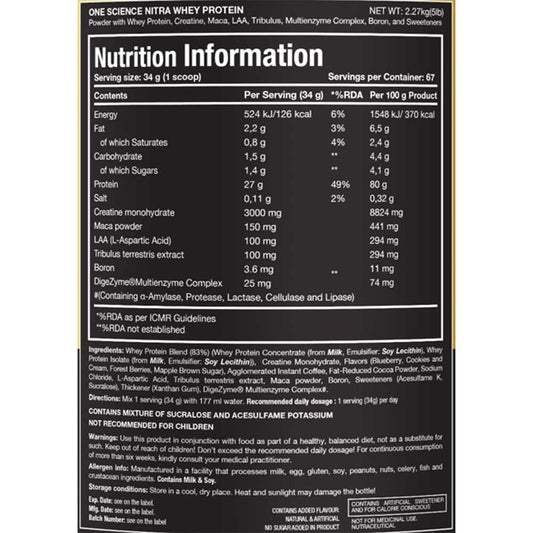 One Science Nitra Whey, 2.27 kg (5 lb)