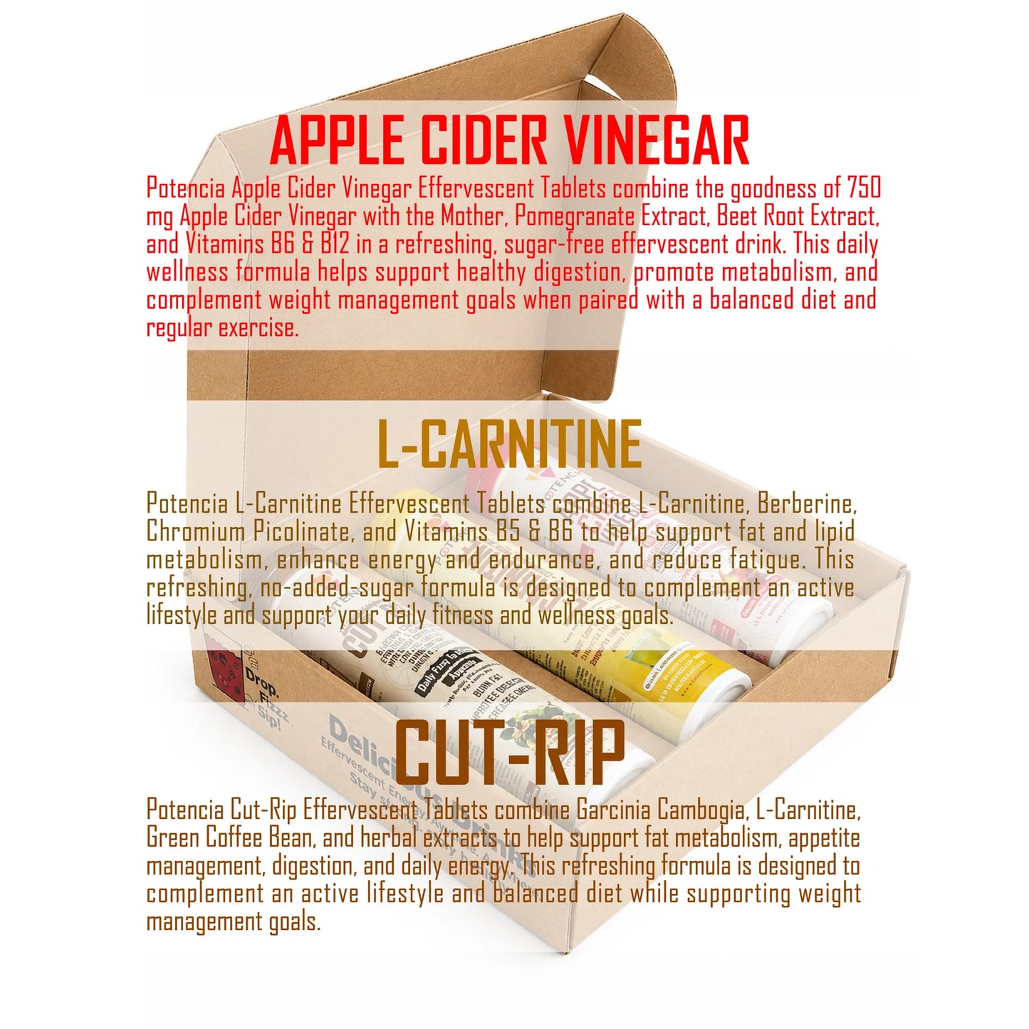 Fat Loss Kit [ Apple Cider Vinegar + Cut-Rip + L - Carnitine ]