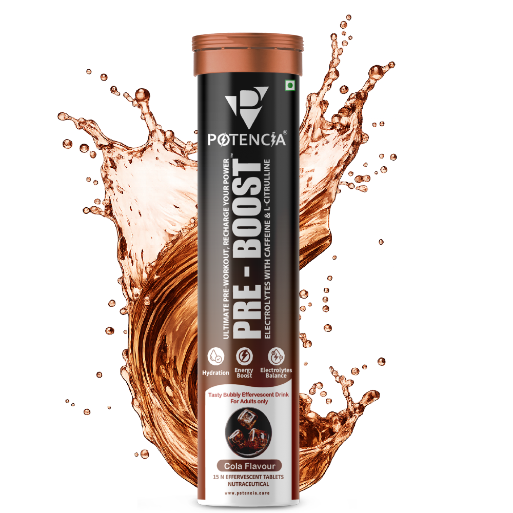 Potencia PRE-BOOST | Pre-Workout Effervescent Tablets | Cola |  Energy + Hydration + Pump With Citrulline, Taurine, Caffeine & Beta-Alanine | 15 Tabs/Bottle