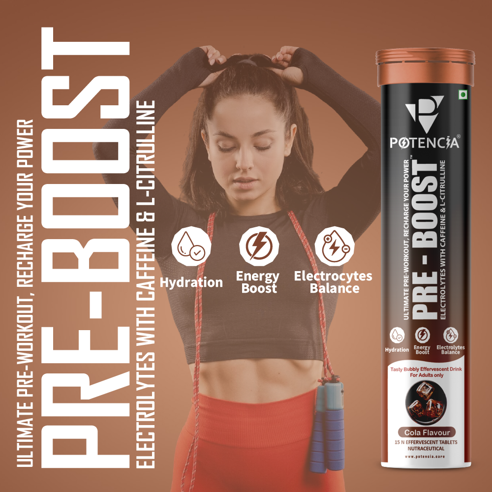 Pack of 6 Potencia PRE-BOOST | Cola | Pre-Workout Effervescent Tablets | Energy + Hydration + Pump | With Citrulline, Taurine, Caffeine & Beta-Alanine | 15 Tabs/Bottle