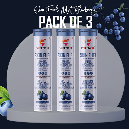 Potencia Care -   ( Pack Of 3 Tubes ) Skin Fuel Japanese Collagen Peptides, L-Glutathione, Antioxidants | Hyaluronic Acid, | Blueberry & Goji Berry Extract | Aloe Vera | Grape Seed , Vitamin C, D & E