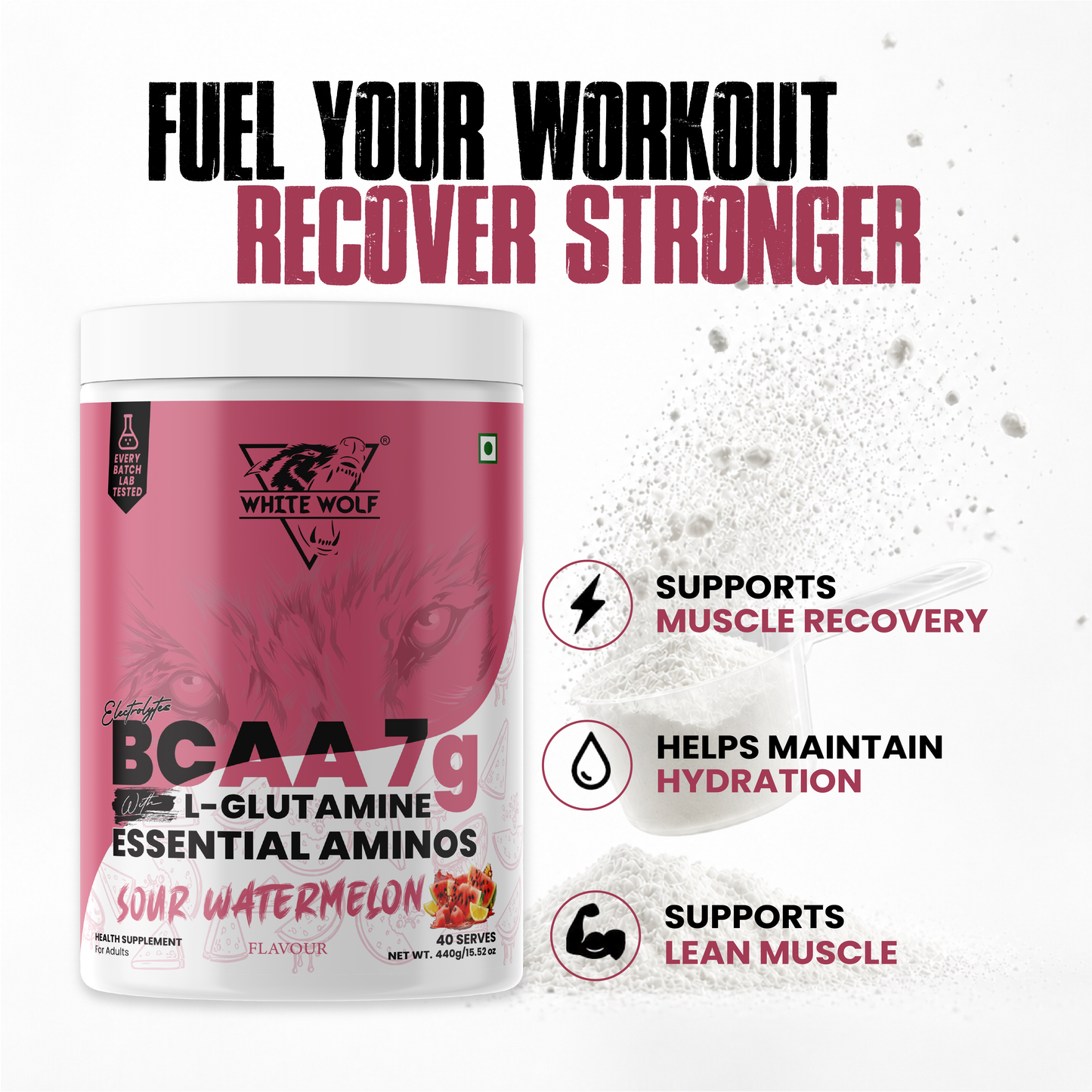White Wolf BCAA 7 g with L-Glutamine (1 g) & Electrolytes